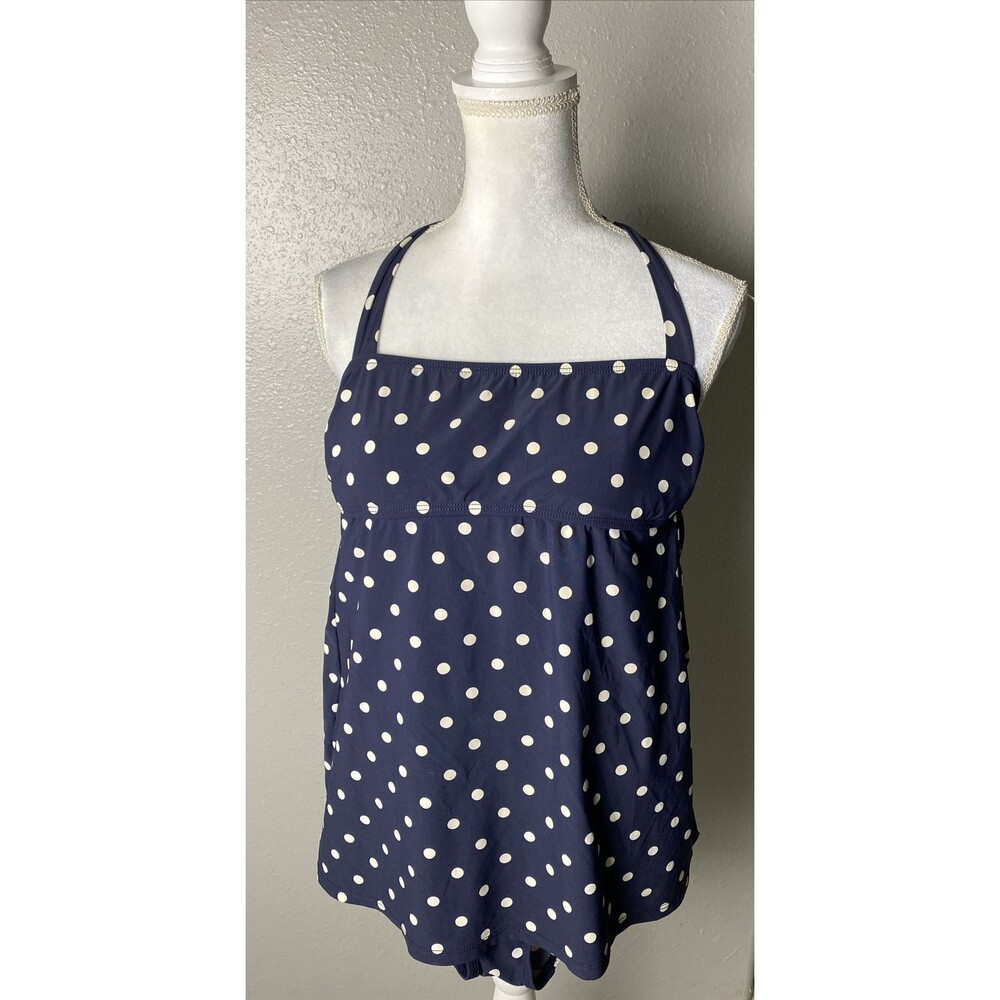 Talbots Women’s Polka Dot Halter Bathing Suit, A Line Skirted Size 10